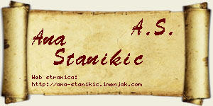 Ana Stanikić vizit kartica